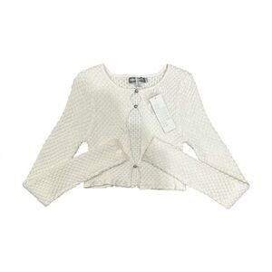 Cream Textured Cropped Cardigan